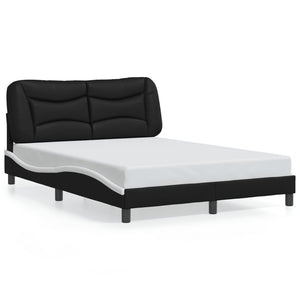 Bed Frame without Mattress "Hvar" Black and White 120x200 cm Faux Leather