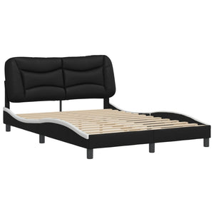 Bed Frame without Mattress "Hvar" Black and White 120x200 cm Faux Leather