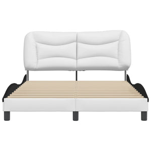 Bed Frame without Mattress "Hvar" White and Black 120x200 cm Faux Leather