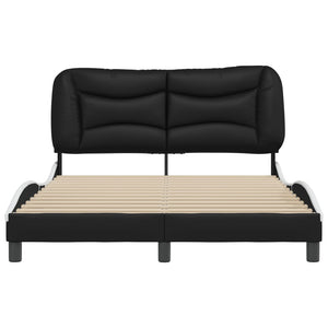 Bed Frame without Mattress "Hvar" Black and White 140x200 cm Faux Leather