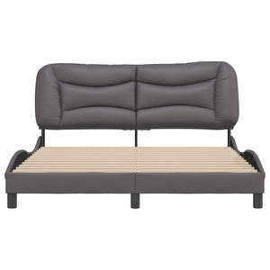 Bed Frame without Mattress "Hvar" Grey 160x200 cm Faux Leather