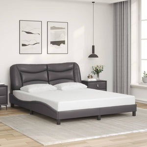 Bed Frame without Mattress "Hvar" Grey 160x200 cm Faux Leather