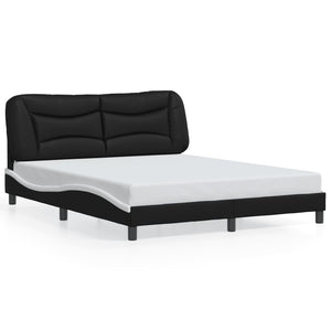 Bed Frame without Mattress "Hvar" Black and White 160x200 cm Faux Leather