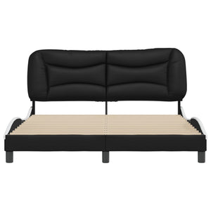 Bed Frame without Mattress "Hvar" Black and White 160x200 cm Faux Leather