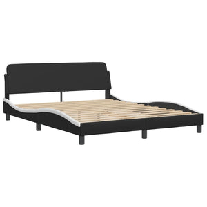 Bed Frame without Mattress "Hvar" Black and White 160x200 cm Faux Leather