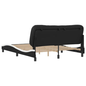Bed Frame without Mattress "Hvar" Black and White 160x200 cm Faux Leather