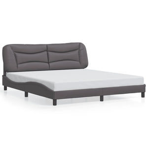 Bed Frame without Mattress "Hvar" Grey 180x200 cm Faux Leather