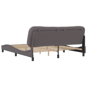 Bed Frame without Mattress "Hvar" Grey 180x200 cm Faux Leather