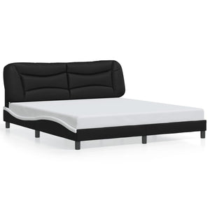 Bed Frame without Mattress "Hvar" Black and White 180x200 cm Faux Leather