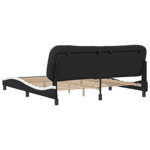 Bed Frame without Mattress "Hvar" Black and White 180x200 cm Faux Leather