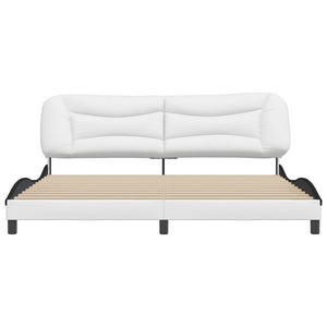 Bed Frame without Mattress "Hvar" White and Black 200x200 cm Faux Leather