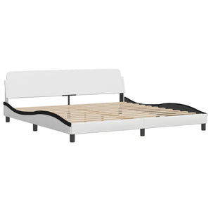 Bed Frame without Mattress "Hvar" White and Black 200x200 cm Faux Leather