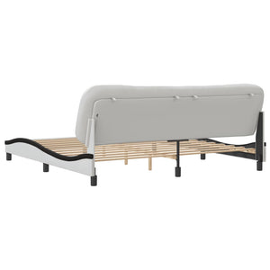 Bed Frame without Mattress "Hvar" White and Black 200x200 cm Faux Leather