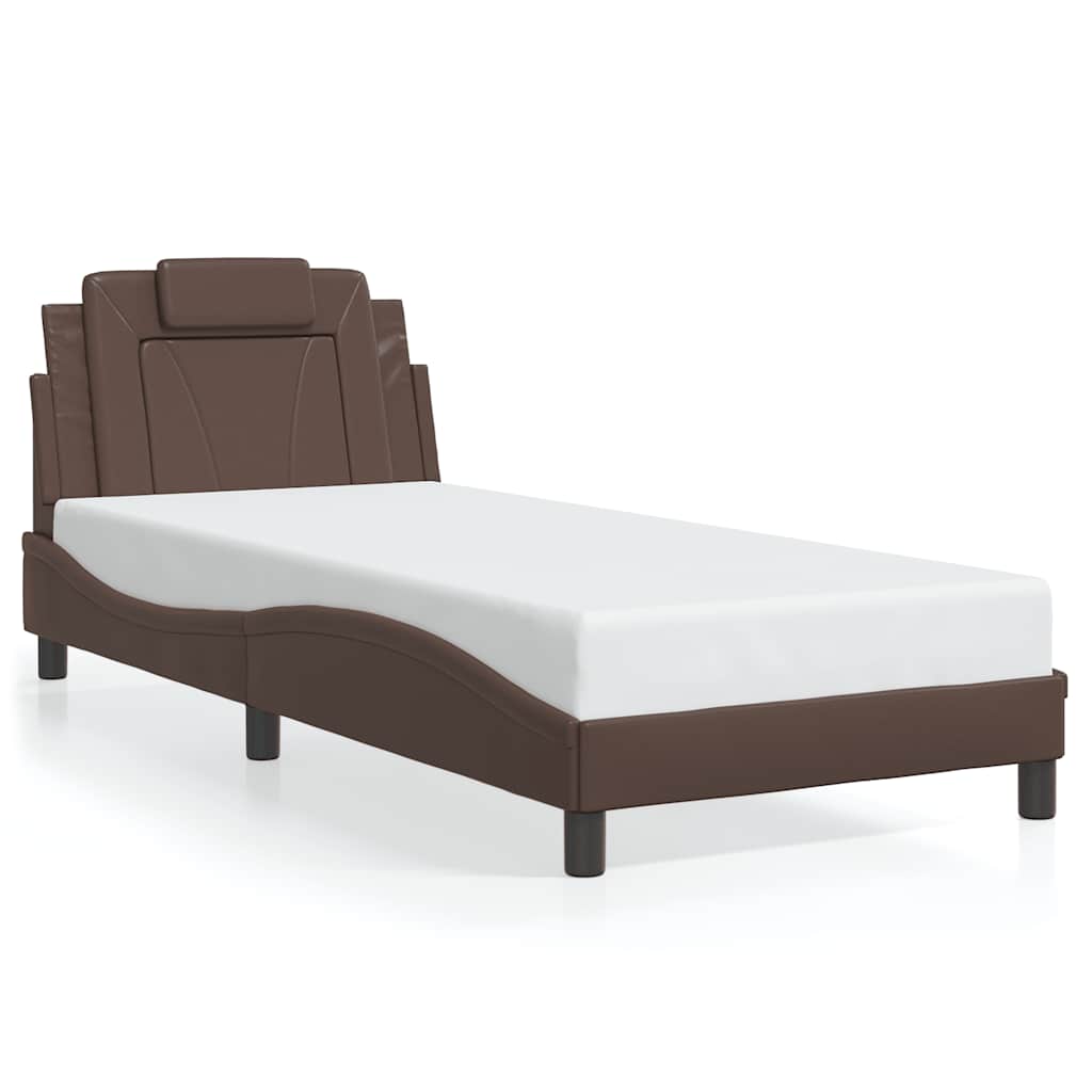 Bed Frame "Viana" without Mattress Brown 80x200 cm Faux Leather