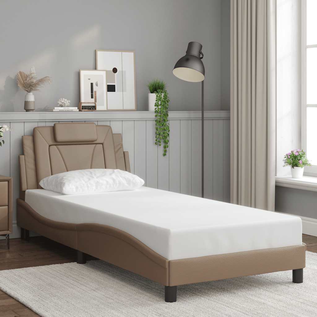 Bed Frame "Viana" without Mattress Cappuccino 80x200 cm Faux Leather