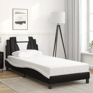Bed Frame "Viana" without Mattress Black and White 80x200 cm Faux Leather
