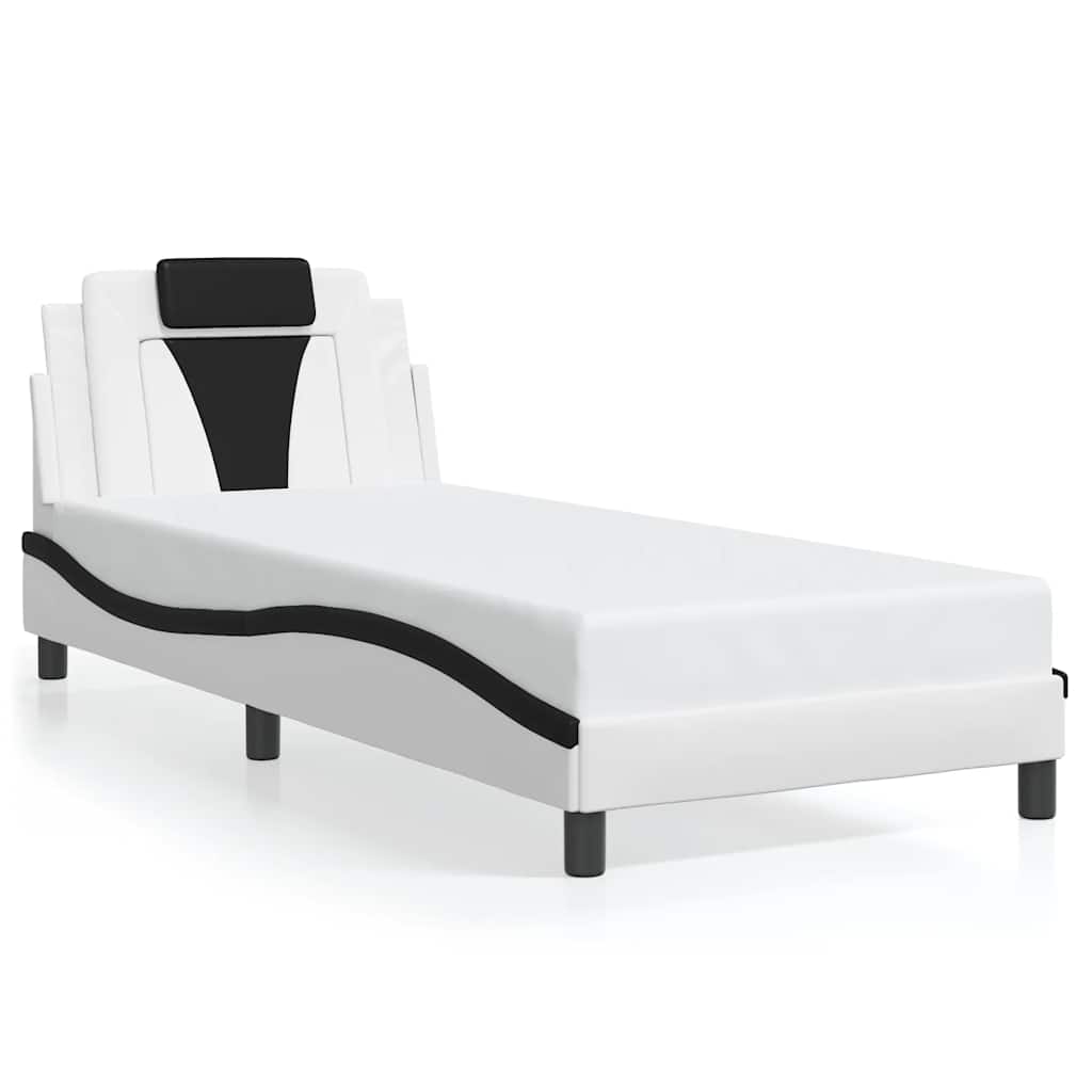 Bed Frame "Viana" without Mattress White and Black 90x190 cm Faux Leather
