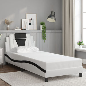 Bed Frame "Viana" without Mattress White and Black 90x190 cm Faux Leather