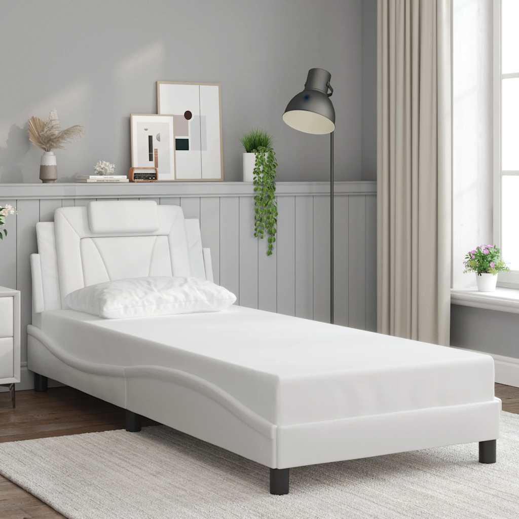 Bed Frame "Viana" without Mattress White 90x200 cm Faux Leather