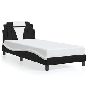 Bed Frame "Viana" without Mattress Black and White 90x200 cm Faux Leather