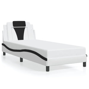 Bed Frame "Viana" without Mattress White and Black 90x200 cm Faux Leather