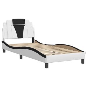 Bed Frame "Viana" without Mattress White and Black 90x200 cm Faux Leather
