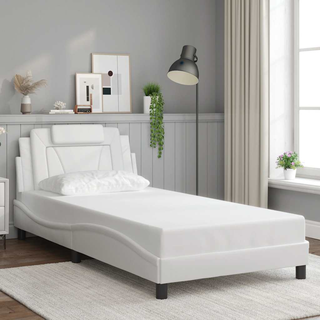 Bed Frame "Viana" without Mattress White 100x200 cm Faux Leather