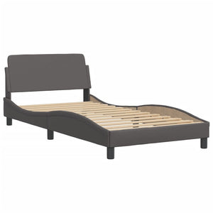 Bed Frame "Viana" without Mattress Grey 100x200 cm Faux Leather