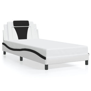 Bed Frame "Viana" without Mattress White and Black 100x200 cm Faux Leather
