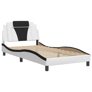 Bed Frame "Viana" without Mattress White and Black 100x200 cm Faux Leather
