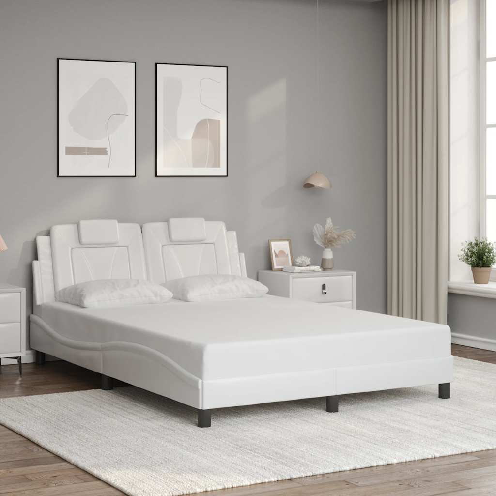 Bed Frame "Viana" without Mattress White 140x190 cm Faux Leather