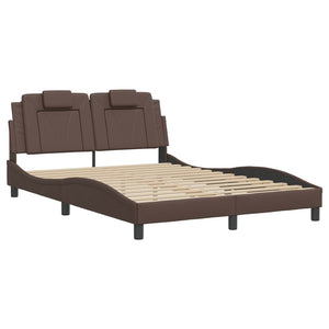 Bed Frame "Viana" without Mattress Brown 140x190 cm Faux Leather