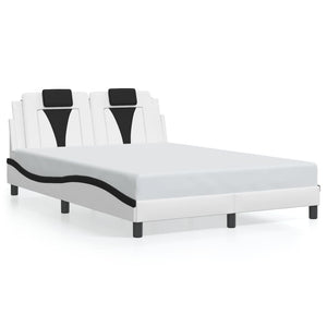 Bed Frame "Viana" without Mattress White and Black 140x190 cm Faux Leather