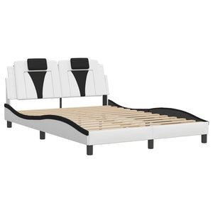 Bed Frame "Viana" without Mattress White and Black 140x190 cm Faux Leather