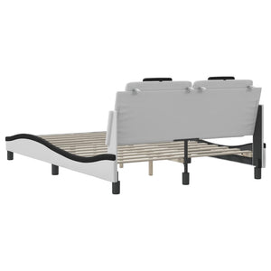 Bed Frame "Viana" without Mattress White and Black 140x190 cm Faux Leather