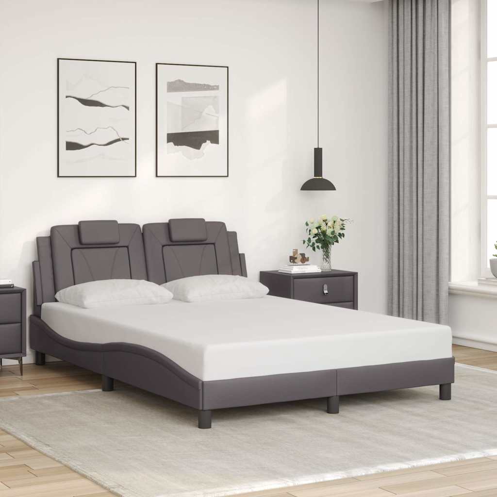 Bed Frame "Viana" without Mattress Grey 140x200 cm Faux Leather
