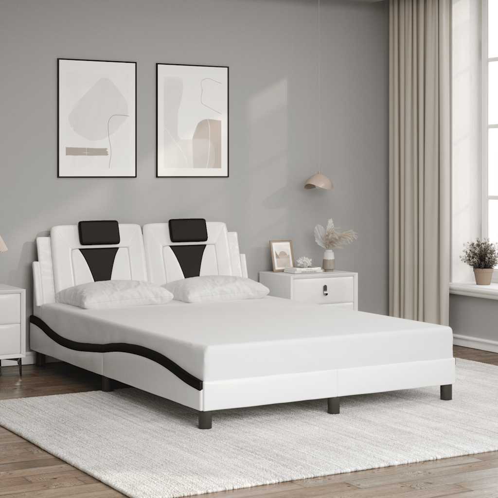 Sängram Viana utan madrass vit och svart 140x200 cm konstläder