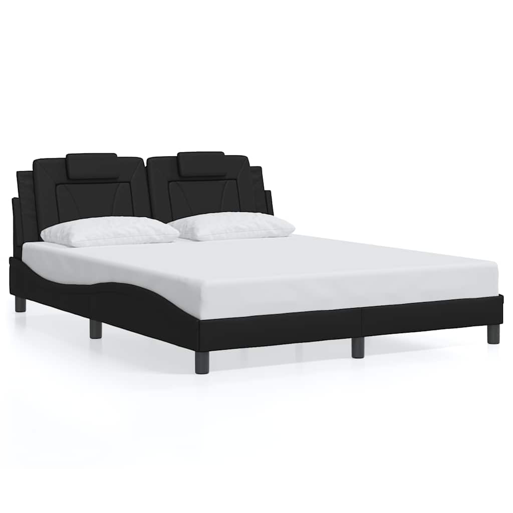 Bed Frame "Viana" without Mattress Black 160x200 cm Faux Leather
