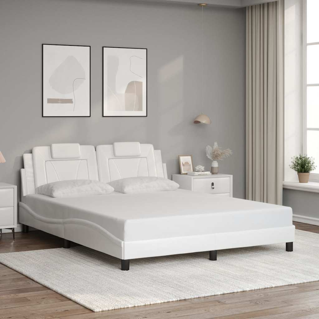 Bed Frame "Viana" without Mattress White 160x200 cm Faux Leather