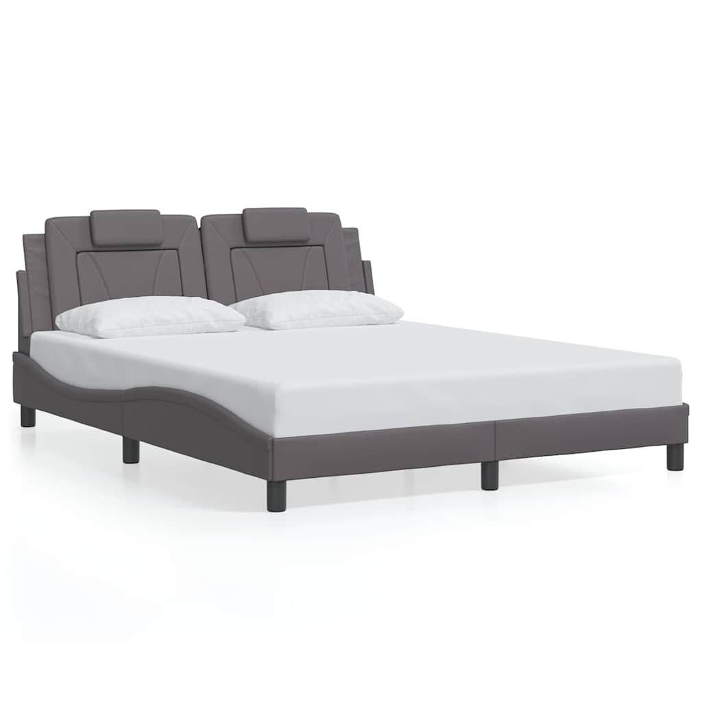 Bed Frame "Viana" without Mattress Grey 160x200 cm Faux Leather
