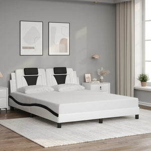 Bed Frame "Viana" without Mattress White and Black 160x200 cm Faux Leather