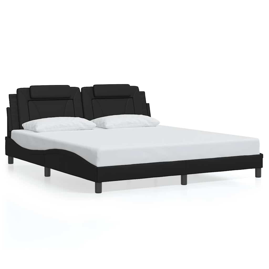 Bed Frame "Viana" without Mattress Black 180x200 cm Faux Leather