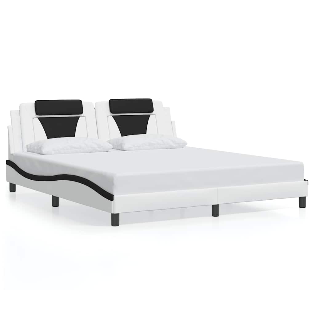 Bed Frame "Viana" without Mattress White and Black 180x200 cm Faux Leather