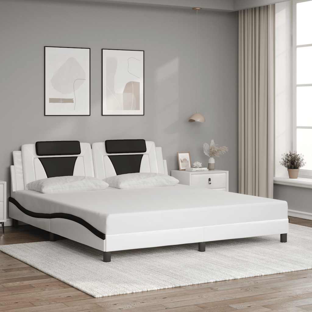Bed Frame "Viana" without Mattress White and Black 180x200 cm Faux Leather