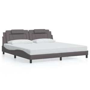 Bed Frame "Viana" without Mattress Grey 200x200 cm Faux Leather