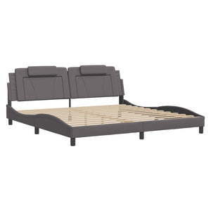 Bed Frame "Viana" without Mattress Grey 200x200 cm Faux Leather