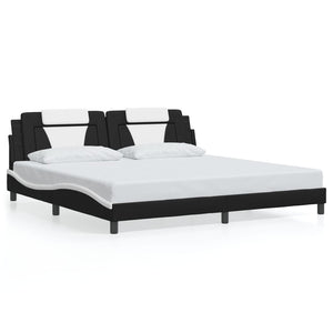 Bed Frame "Viana" without Mattress Black and White 200x200 cm Faux Leather