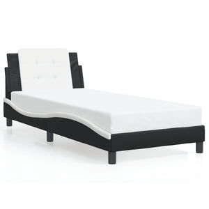 Bed Frame without Mattress "Zadar" Black and White 80x200 cm Faux Leather