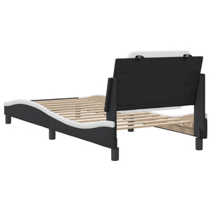 Bed Frame without Mattress "Zadar" Black and White 80x200 cm Faux Leather