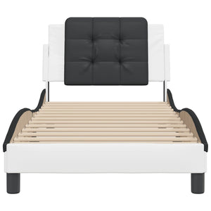 Bed Frame without Mattress "Zadar" White and Black 90x200 cm Faux Leather